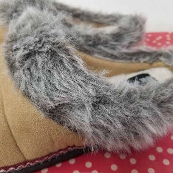 NINE WEST SLIPPERS W/FUR TRIM. SIZE L (9-10) - Picture 7 of 12